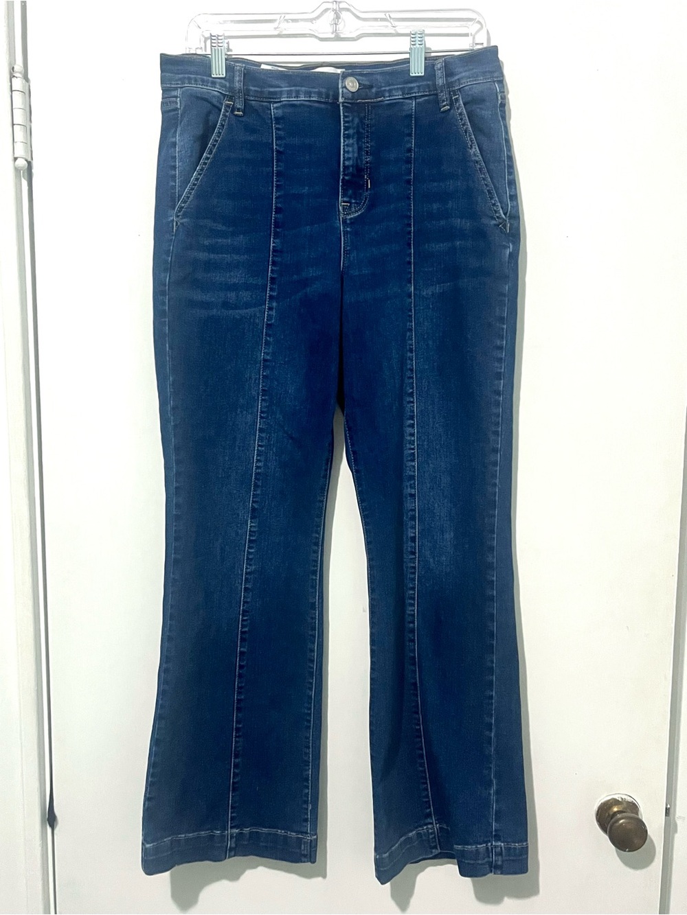 Dark Wash Soho High Rise Flare Jeans with Front Seam Detail